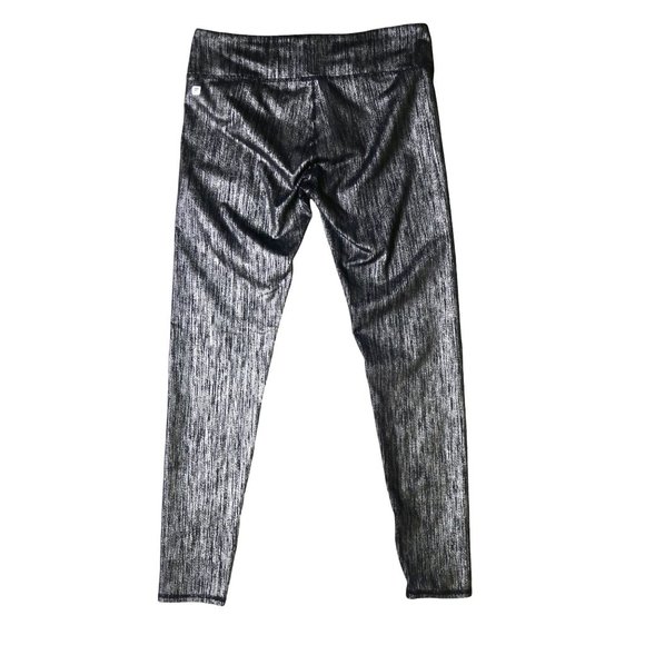 Fabletics Salar Define Mid Rise Leggings Black Icicle Print Metallic Size Medium - Picture 2 of 8